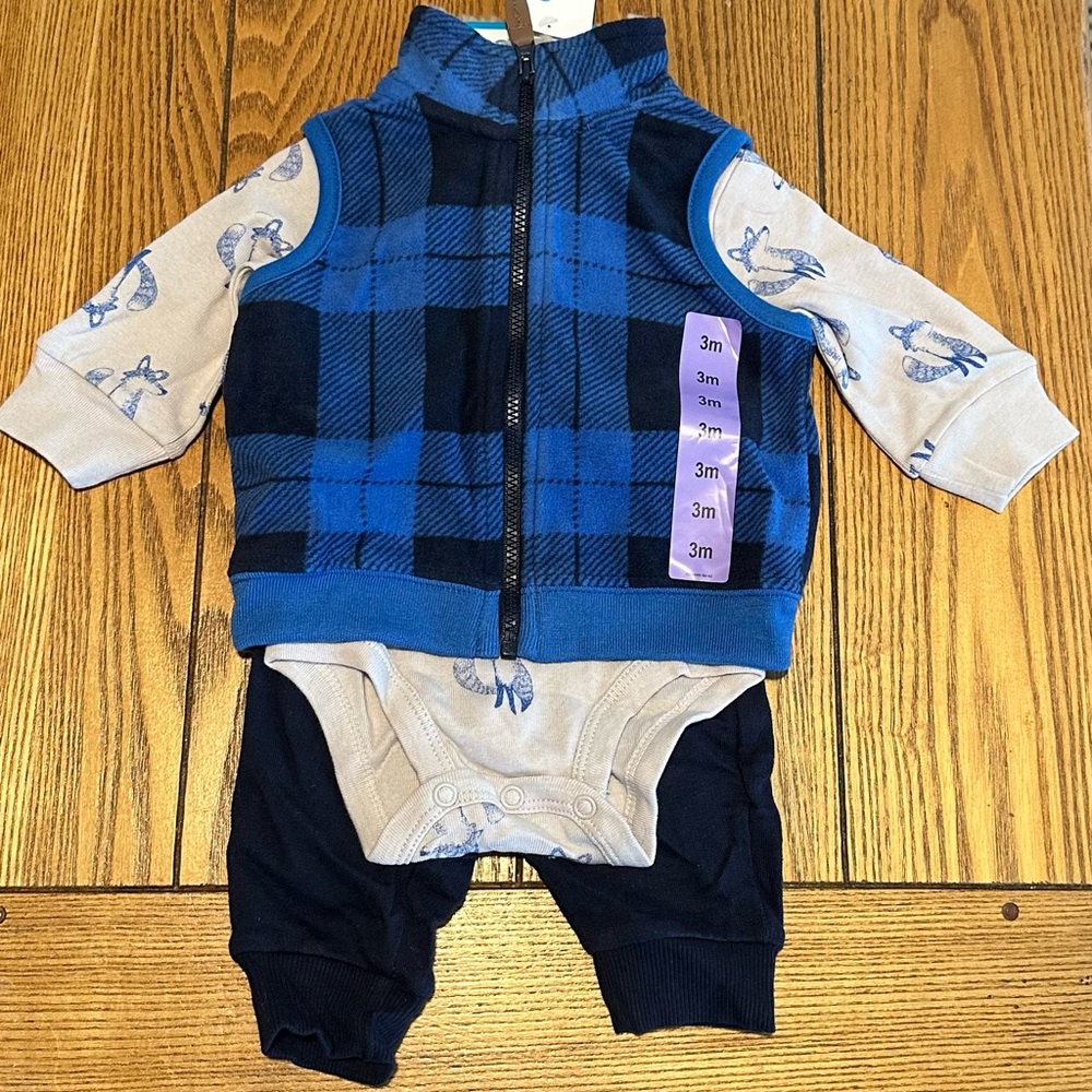Carter's Blue and Cream Plaid Kids Matching Set